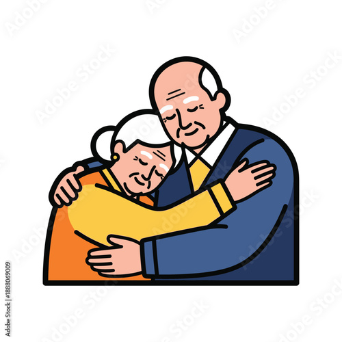 Father comforting sad son hug embrace emotional support family love care flat design vector illustration
