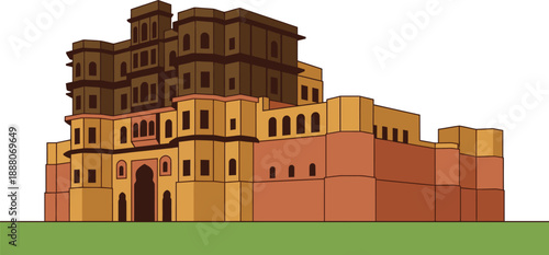 Rajwada Palace Indore historic famous landmark of Madhya Pradesh India ancient royal Maratha architecture seven storied structure popular tourist destination travel.