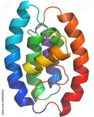 Colorful protein structure model 3D model molecular isolated on a transparent background