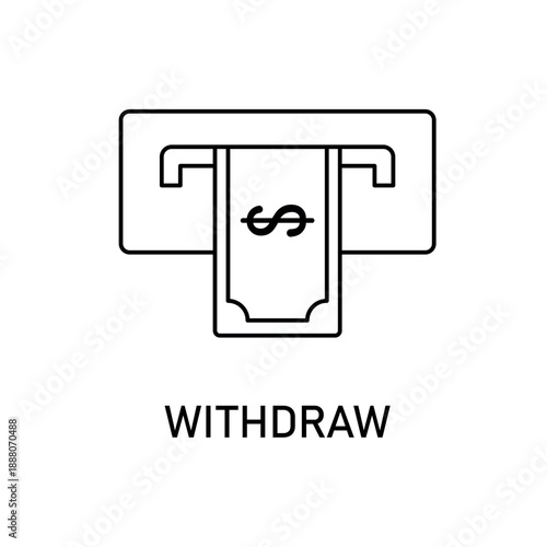 Simple cash withdraw icon for social media, app, and web design. Vector illustration, Eps 10.