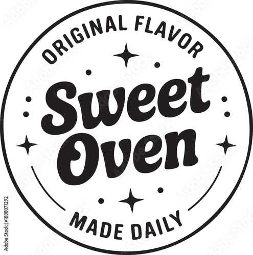 Original flavor badge with sweet oven text and decoration circle for logo sticker product