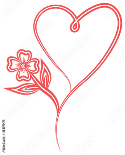 Valentine's day heart with flower illustration
