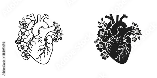 Heart with flowers, symbolizing love and health