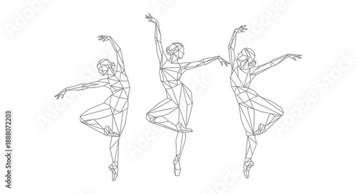 geometric ballet dancers gracefully performing elegant poses in a modern abstract illustration perfect for art design and performance branding