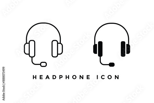 Headphone flat and linear icon