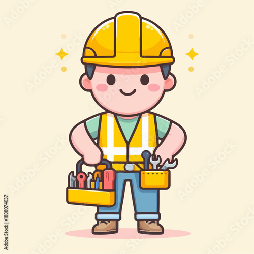 cartoon builder with a wrench