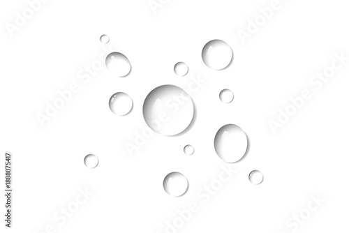 Realistic transparent dew, water drops, droplet, spritz or water-drop overlay top view with glossy crystal clarity fresh purity liquid texture on PNG background