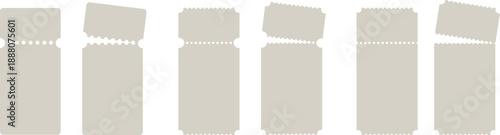 Blank Perforated Ticket Mockup Set - Realistic Paper Cinema and Event Admission Stub Vectors