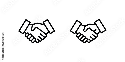 Two business handshakes representing agreement and partnership concept illustration on white background, clean design vector