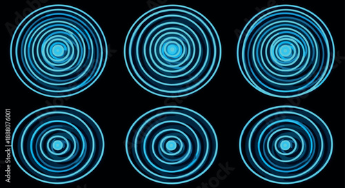 Digital Cyber Eye Circuit Pattern Vector - Abstract Blue Tech Rings and Futuristic Biometric Vision Interface on Black Background