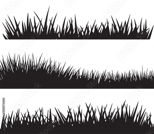 grass silhouette blade landscape border clipart for web and print
