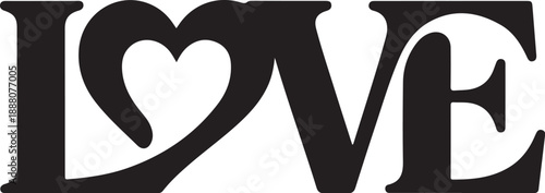 Black and white love heart lettering