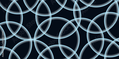 Abstract Texture Seamless Pattern Background. Abstract background with blue circles design. Featuring Colorful Overlaying Glowing Bubbles with a Gradient Effect on a Dark Background.