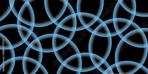 Abstract Texture Seamless Pattern Background. Abstract background with blue circles design. Featuring Colorful Overlaying Glowing Bubbles with a Gradient Effect on a Dark Background.