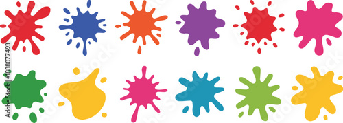 paint splatter icons set multicolor blobs on white background