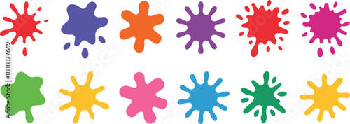 paint splatter collection two horizontal rows vector background