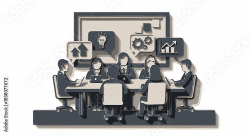 High-Value Team Brainstorming: Paper Craft Illustration of Collaborative Strategy, Innovation, and Growth Metrics for Corporate Success