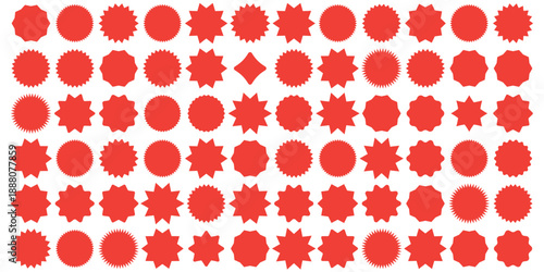 Black starburst stamp seal and labels vector set. Jagged sunburst badges, circle stickers, and rosette shape collection for design elements. Black abstract sunburst and starburst shapes collection eps