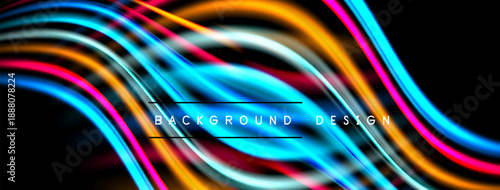 Abstract vibrant lines create dynamic flow. Bright colors blend, forming modern background design. Smooth curves suggest energy, movement.