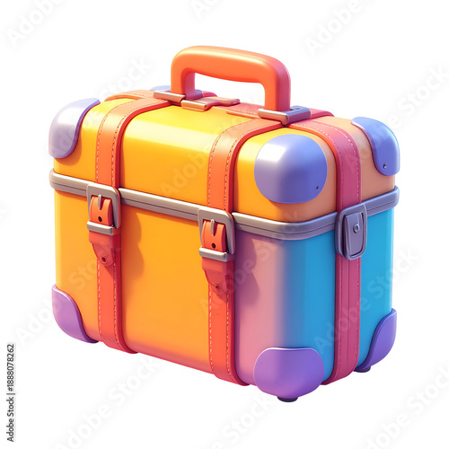 Colorful Suitcase: A vibrant suitcase with a pop of color, ready for any adventure. Evokes the joy of travel and exploration.