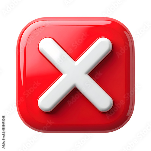 Symbol of Rejection: A vibrant red square features a prominent white 'X', creating a stark visual symbol of negation or disapproval.