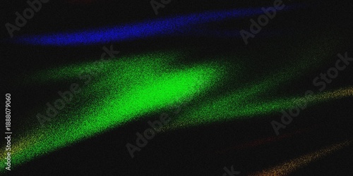 Dark Abstract Grain Texture Background with Neon Green and Blue Glow on Black. abstract green background with particles