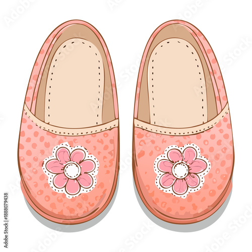 Pair of pink floral slip on shoes for comfortable feminine footwear and summer Graphic Asset
