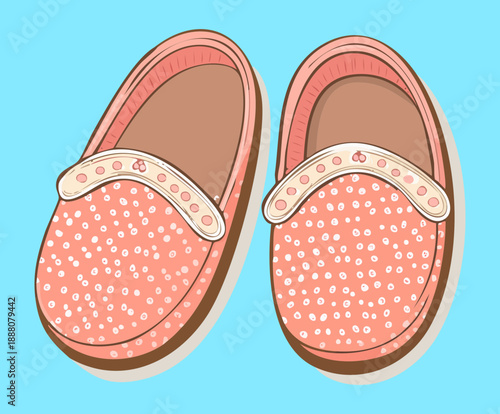 Pink canvas shoes with white polka dots for youthful summer fashion and casual Graphic Asset