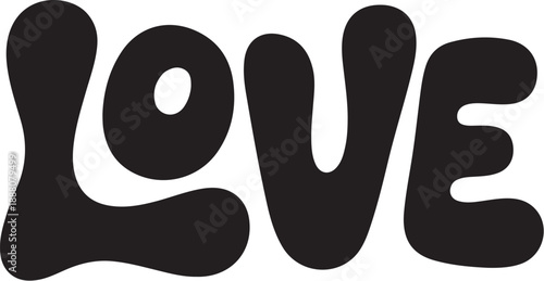 Black handwritten love text in rounded letters