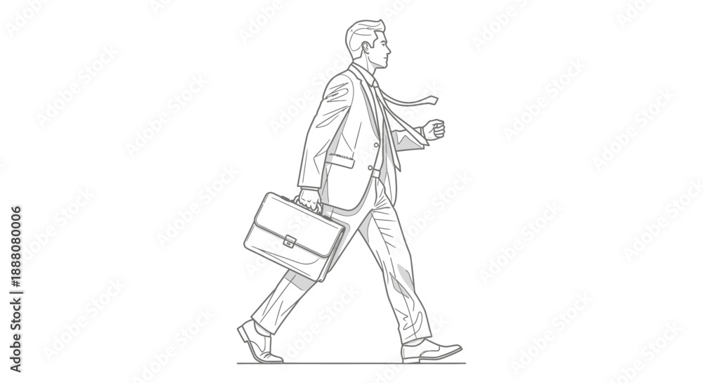 Fototapeta premium businessman walking with a briefcase in a determined stride illustrating concepts of career advancement corporate ambition and daily professional commute