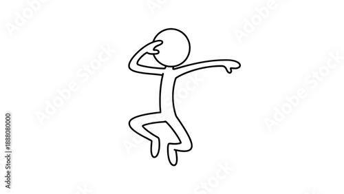 Simple stick figure dancing with dynamic pose and expressive gesture.