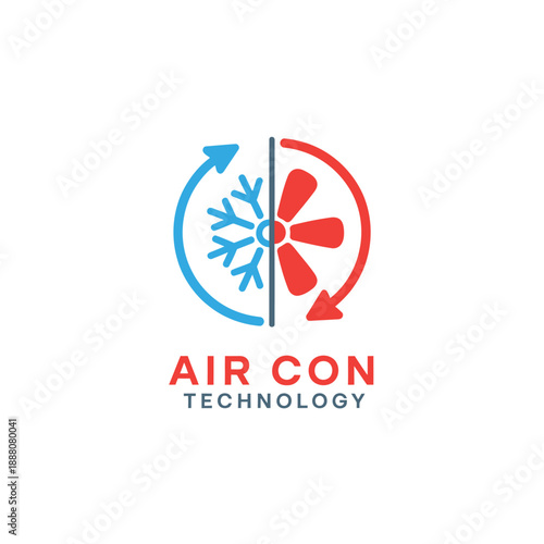 Illustration of an air conditioning unit with cooling and heating symbols