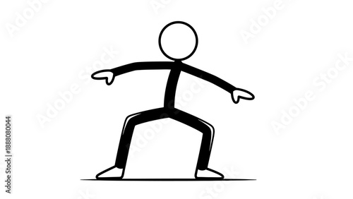 Simple stick figure in a wide stance with arms outstretched.