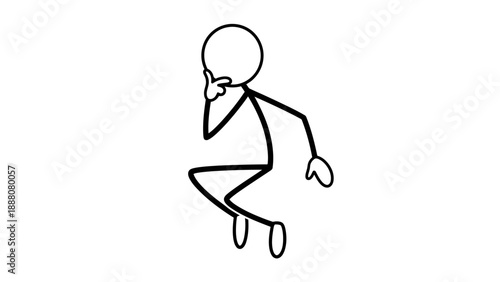 Simple stick figure running and talking on phone.