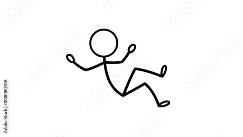 Simple stick figure illustration of a person falling or slipping.