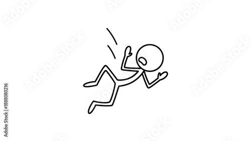 Simple stick figure illustration of a person falling down.