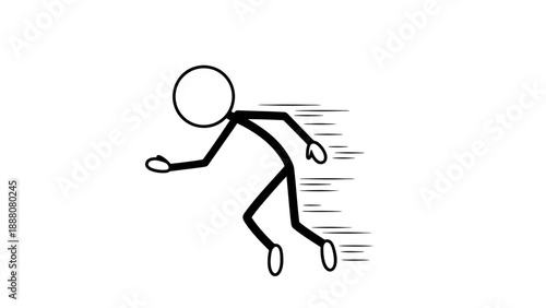 Simple stick figure running quickly with motion blur effect.