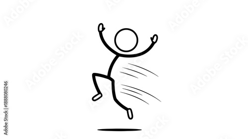 Simple stick figure illustration of a person jumping with joy.