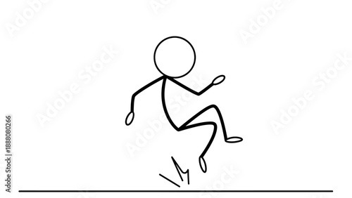 Simple stick figure slipping on a surface.
