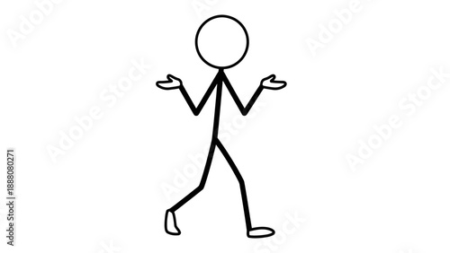 Simple stick figure character with outstretched arms and questioning gesture.