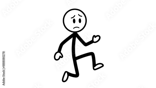 Angry stick figure running with a frowning face.