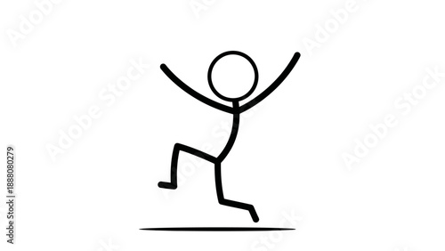 Simple stick figure illustration of a person jumping in joy.