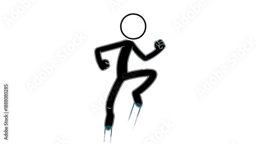 Simple black silhouette of a person ice skating dynamically.