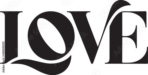 Black serif lettering spelling the word love text