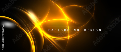 Dynamic orange lines radiate from central point. Dark background creates dramatic visual effect. Modern design element.