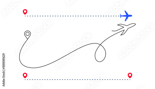 Direct vs Indirect Flight Path Icons – Airplane Route Clipart for Travel and Navigation Design