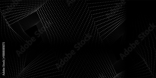 Abstract dark space with glowing dots shape decoration. Modern graphic design element dotted line style old simple vector illustrations