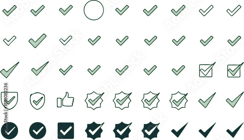 Collection of Checkmark Icons in Various Styles