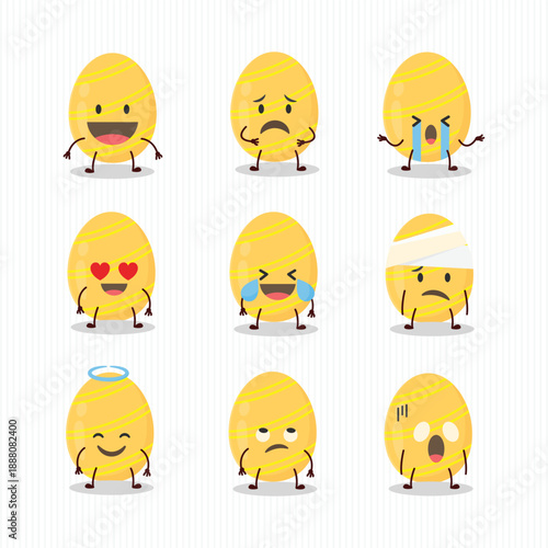 A grid of nine yellow egg characters expressing different emotions