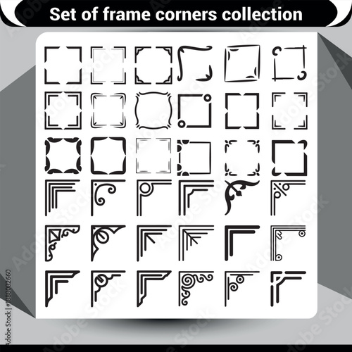 Decorative Black Corner Elements for Framing and Embellishing Creative Projects